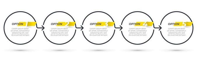 infográfico modelo de negócios design de linha fina com ícones e 5 opções ou etapas. ilustração vetorial. vetor