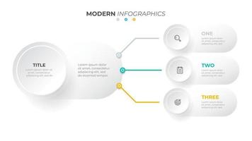 modelo de infográficos modernos com 3 opções ou etapas. projeto de conceito de negócio com círculo e ícones. ilustração vetorial. vetor