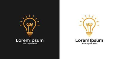 design de logotipo criativo de lâmpada e cartão de visita vetor