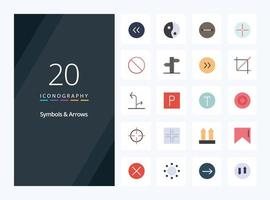 ícone de cor plana de setas de 20 símbolos para apresentação vetor