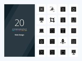 20 ícone de glifo sólido de design da web para apresentação vetor