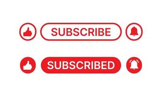 botão de mídia social como, assinatura e notificação em fundo branco. vetor