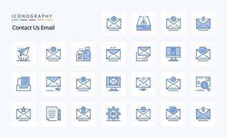 pacote de ícone azul de 25 e-mails vetor
