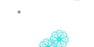 fundo de doodle de vetor azul e amarelo claro com flores.