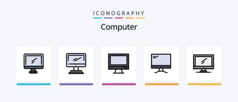 linha de computador cheia de 5 ícones incluindo .. design de ícones criativos vetor