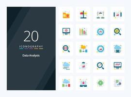 20 ícone de cor plana de análise de dados para apresentação vetor