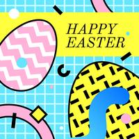 Feliz Easter Greeting Memphis Vector