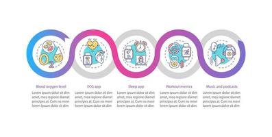 modelo de infográfico de vetor de recursos smartwatch