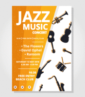 Modelo de cartaz de concertos de jazz vetor