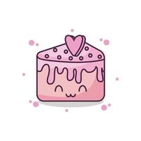 fatia de bolo de aniversário, estilo kawaii vetor