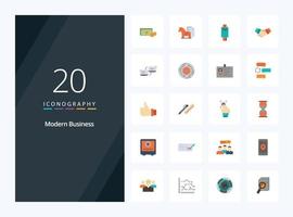 20 ícones de cores planas de negócios modernos para apresentação vetor