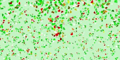 pano de fundo vector verde e vermelho claro com formas caóticas.