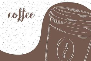 xícara de café deliciosa, banner desenhado à mão vetor