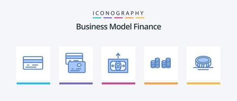 pacote de ícones de finanças azul 5, incluindo . dinheiro. dinheiro. dinheiro. design de ícones criativos vetor
