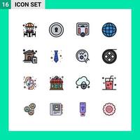 conjunto de 16 sinais de símbolos de ícones de interface do usuário modernos para imóveis, casa, corpo, mapa doméstico, elementos de design de vetores criativos editáveis
