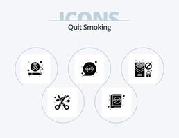 parar de fumar glifo icon pack 5 design de ícone. cigarro. desistir. Câncer. estilo de vida. pouco saudável vetor