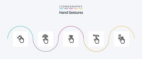 gestos de mão linha 5 pacote de ícones incluindo mão. dedo. interface. aba. móvel vetor