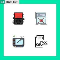 conjunto de 4 sinais de símbolos de ícones de interface do usuário modernos para página de caderno de site de sexta-feira esboçar elementos de design de vetores editáveis