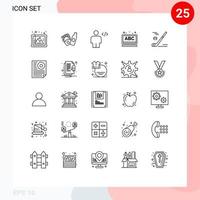 25 linhas temáticas de vetores e símbolos editáveis do corpo da escola de gelo on-line abc elementos de design de vetores editáveis