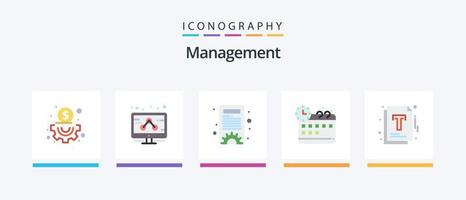 pacote de ícones plana 5 de gerenciamento, incluindo . otimização. configurações. gerenciamento. documento. design de ícones criativos vetor