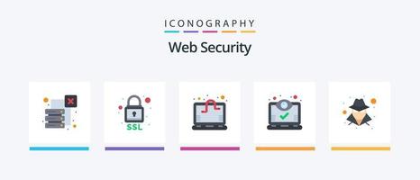 web security flat 5 icon pack incluindo anônimo. do utilizador. bactéria. tela. computador. design de ícones criativos vetor