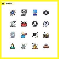 16 ícones criativos, sinais e símbolos modernos de conta-gotas, visão, computador, olho humano, elementos de design de vetores criativos editáveis