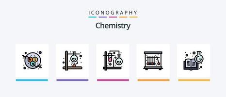 linha de química cheia de 5 ícones, incluindo bambu. chinês. vermelho. China. tradicional. design de ícones criativos vetor