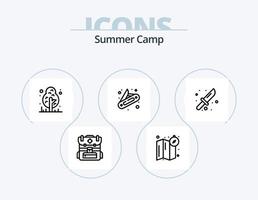 pacote de ícones de linha de acampamento de verão 5 design de ícone. . jogo. mapa. acampamento. madeira vetor