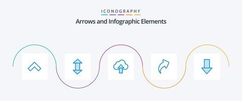 pacote de ícones de seta azul 5, incluindo direção. abaixo. carregar. seta. acima vetor