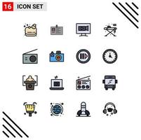 conjunto de 16 sinais de símbolos de ícones de interface do usuário modernos para identidade de vida de mesa em vídeo doméstico editável elementos de design de vetores criativos