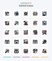 análise estatística criativa pacote de ícones preenchidos com 25 linhas, como estatística. negócios. análise. análise. dinheiro vetor