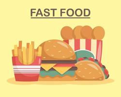 banner estilo plano de fast food vetor