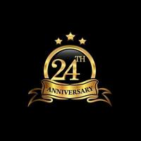 Comemoração de aniversário de 24 anos. aniversário clássico elegância dourada cor isolada em fundo preto, desenho vetorial para celebração, cartão de convite e cartão de felicitações