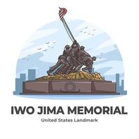 desenho animado minimalista do memorial iwo jima nos estados unidos vetor