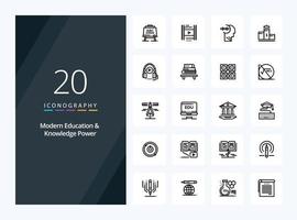 20 ícones modernos de esboço de poder de educação e conhecimento para apresentação vetor