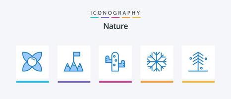pacote de ícones de natureza azul 5, incluindo . natureza. natureza. jardim. clima. design de ícones criativos vetor