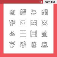 grupo de 16 contornos modernos definidos para elementos de design de vetores editáveis de tijolo de caminho de firewall de cuidado