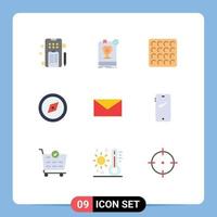 9 ícones criativos sinais e símbolos modernos de regras de correio escolar gps bússola elementos de design de vetores editáveis