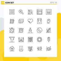 grupo de sinais e símbolos de 25 linhas para design de alarme de relógio wireframe site elementos de design de vetores editáveis