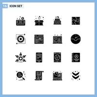 16 ícones criativos, sinais e símbolos modernos de resolver jogo de pacote de jogo, elementos de design de vetores editáveis de casamento