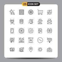 conjunto de 25 sinais de símbolos de ícones de interface do usuário modernos para carrinho de compras de ecologia loja de computadores na índia elementos de design de vetores editáveis