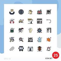 25 ícones criativos, sinais e símbolos modernos de registro de acesso de gravação inteligente, elementos de design de vetores editáveis para laptop