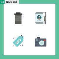 pacote de 4 ícones planos criativos de elementos de design de vetores editáveis de rótulo de célula de refrigerante da web de coca