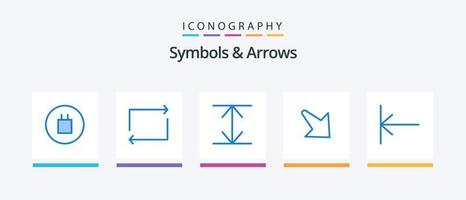 símbolos e setas azul 5 pacote de ícones incluindo . seta. lar. design de ícones criativos vetor