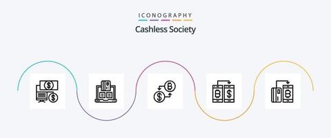 pacote de ícones da linha 5 da sociedade sem dinheiro, incluindo transecção. pagamento. pagamento. sem dinheiro. pagamento vetor