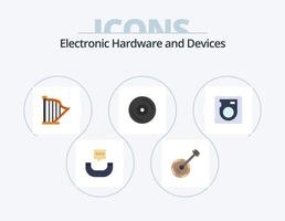 design de ícone do pacote de ícones planos de dispositivos 5. dirigir. vinil. áudio. dj. som vetor
