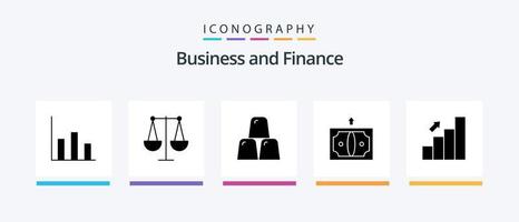 pacote de ícones de glifo 5 financeiro, incluindo gráfico. bar. negócios. dinheiro. negócios. design de ícones criativos vetor