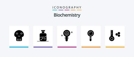 pacote de ícones bioquímica glifo 5 incluindo temperatura. encontrar. bioquímica. laboratório. laboratório. design de ícones criativos vetor