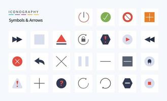 pacote de ícones de cor plana de setas de 25 símbolos vetor