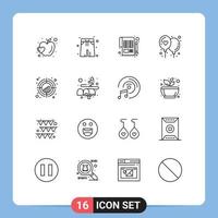 pacote de ícones vetoriais de estoque de 16 sinais e símbolos de linha para gráfico de plotagem, equilíbrio, amor, celebração, afeto, elementos de design de vetores editáveis